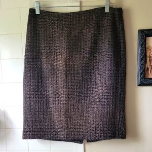 Talbots Petites 8P Gray And Gold Wool Blend Knee-Length Pencil Skirt